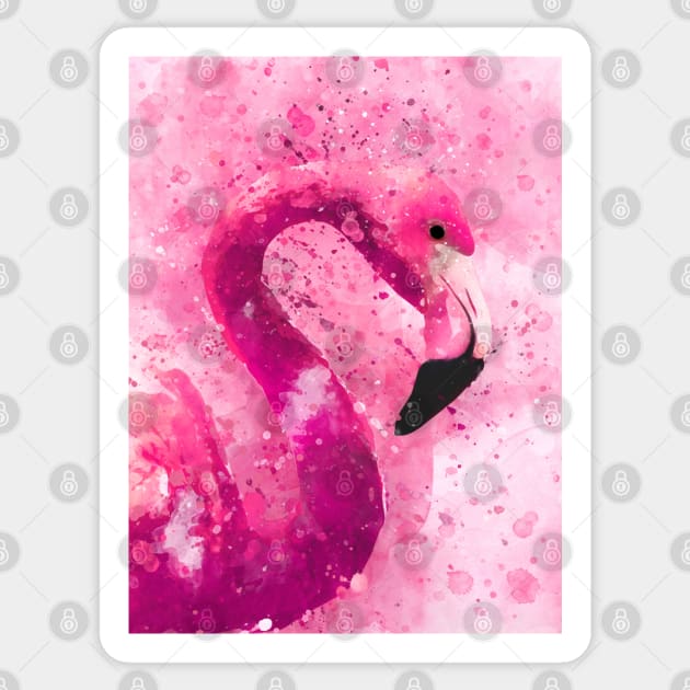 Dramabite Flamingo Pink Watercolor Painting Gift Wife Girlfriend Sticker by dramabite